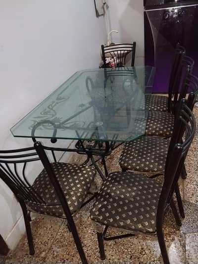 6 Seater Glass Dinning Table- Perfect condition