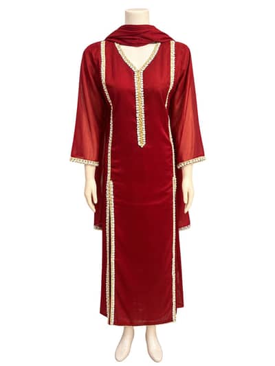 Red Embroidered 3-Piece Suit