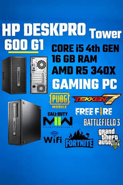 HP Prodesk 600 G1 i5 4th gen 16 gb ram amd r5 340 x
