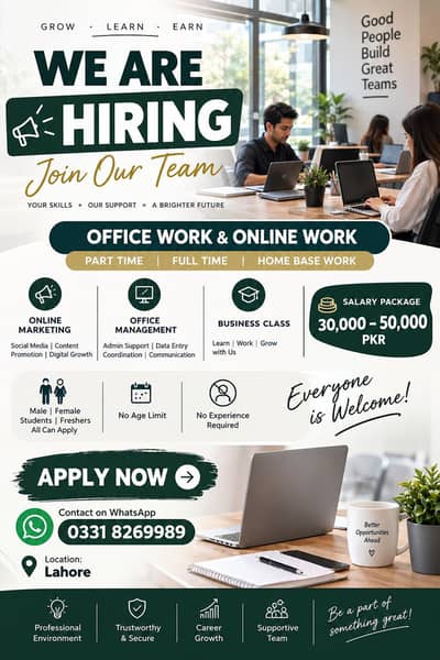 PART TIME WORK ARE AVAILABLE FOR MALE AND FEMALE