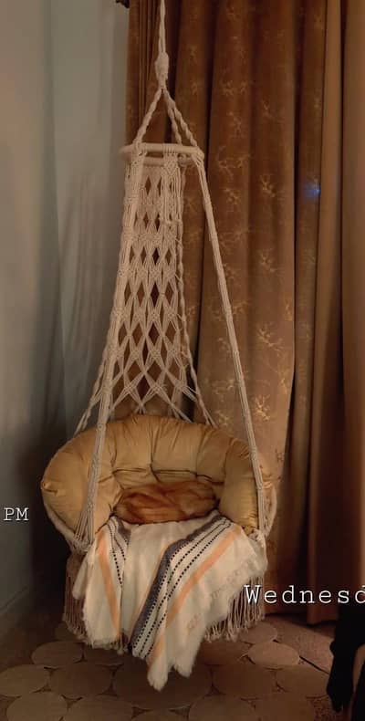 Macrame Hanging Swing Chair | Jhula | Comfortable Cushioned Chair
