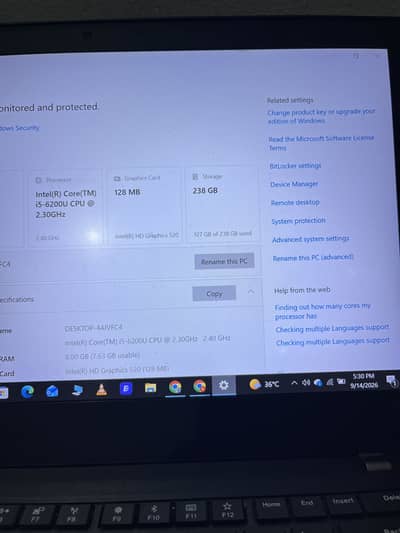 i5 6 Generation Lenove Thinkpad (T470) i512 gb Ram 256 Gb Storage