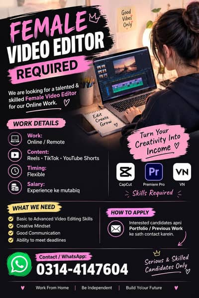 online video editing job