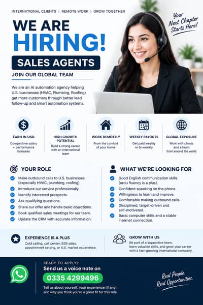 Remote Sales Agent Pakistan - Commission Based