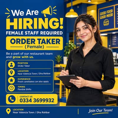 Female Order Taker Required – Restaurant Job