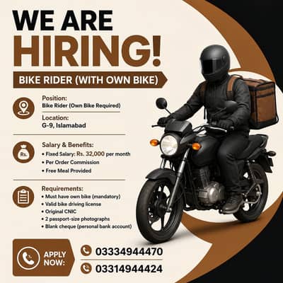 Delivery Rider Required || Rider Job || Rider Job in Islamabad