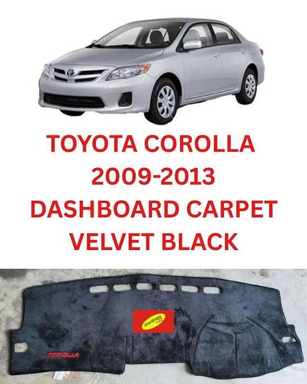 Car Toyota Corolla 2009-2013 Heavy Velvet Dashboard Mats - High Quality Dash Mat Carpets - Anti-Scratch | Washable | Velvet Material - Protects Dashboard From UV Rays