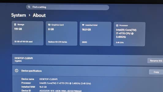 Gaming Setup|Asus| i7 4th Gen | RX 570 8GB GPU | 16GB RAM |128 SSD