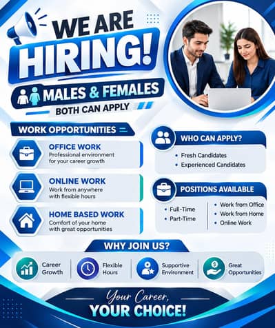 We are hiring lahore staff  Male and female Apply Now°!