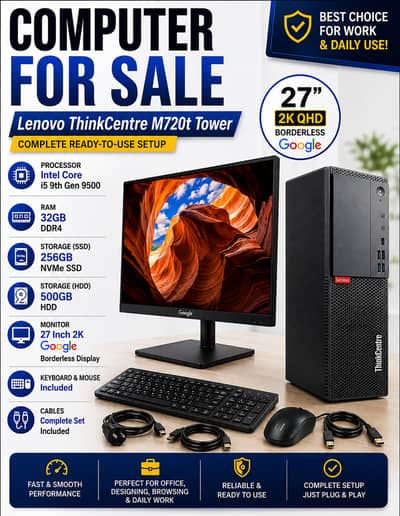 Lenovo ThinkCentre M720t Tower COMPLETE READY-TO-USE SETUP