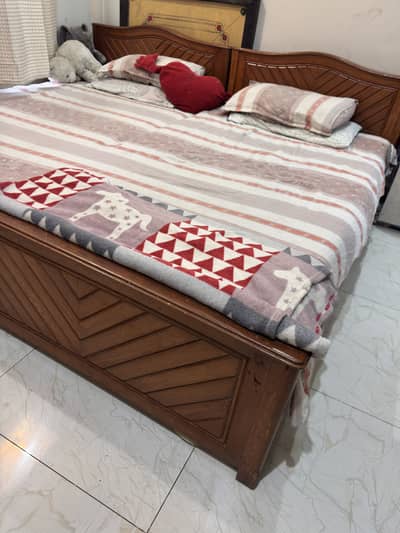Pure Wood 2 Single Beds + Side Table | Double Bed Setup