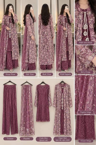open dress shirt trouser dupatta