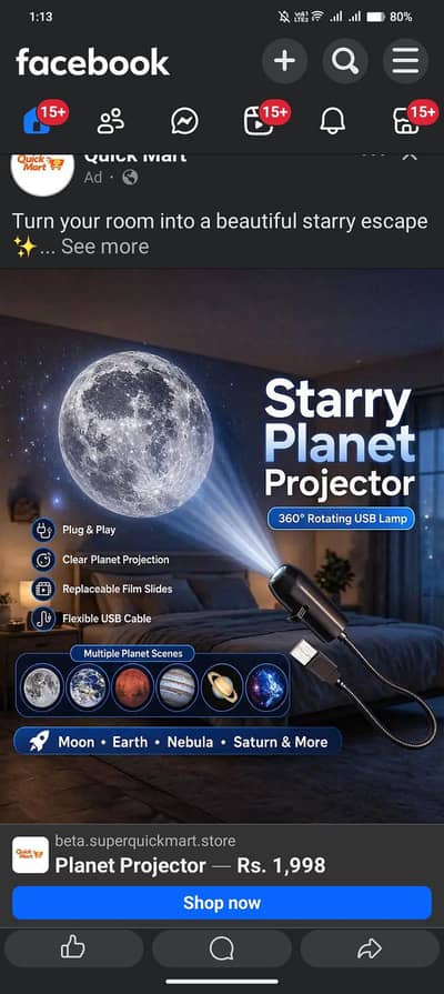 USB Night Projector | Romantic Bedroom Decoration Projector with 3 len