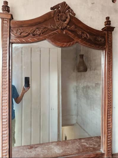 Solid Wooden Dressing Table with Large Mirror & Storage - PKR 20,000