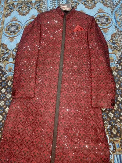 Premium Maroon Red Groom Sherwani