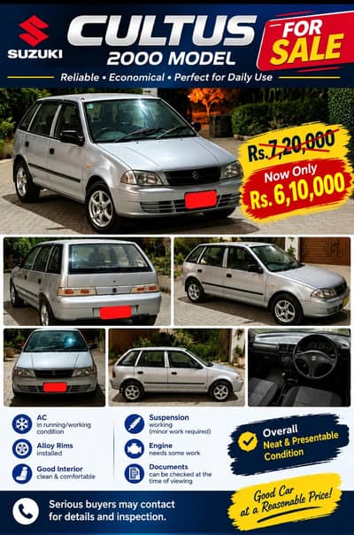 Suzuki Cultus 2000 – Alloy Rims | AC Working | Good Condition