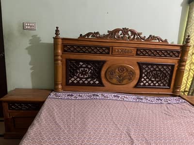 King-size Bed with new Mattress, Big Dressing Table and 3 Door Almari