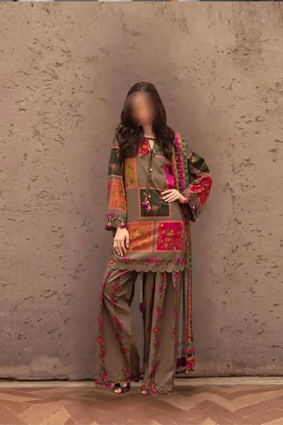 ​3 Piece Women Unstitched Digital Printed Suit
