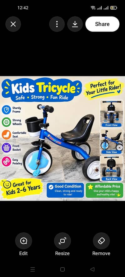 Kids Tricycle in Good Condition – Only Rs. 3,000!
