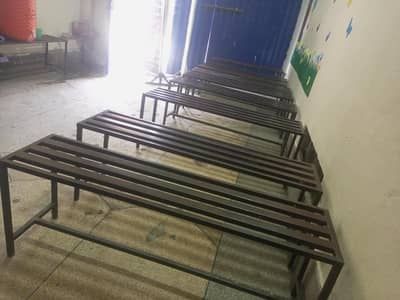 school academy iron benches