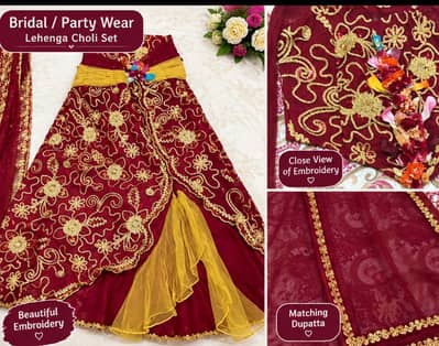 Maroon golden Embroidered lehnga choli set