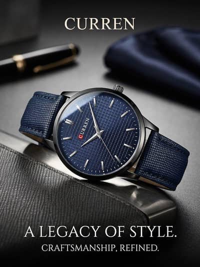 Curren Men's Leather Strap Watch | Classic Analog | Brand New