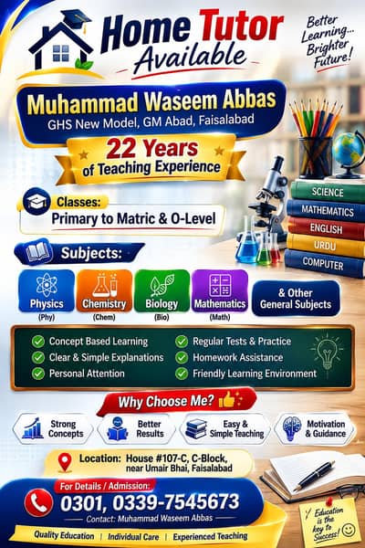 Home Tutor 22 years year Experience