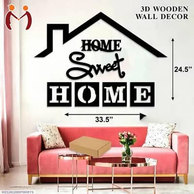 3D wooden wall Art Home sweet home black 24.5”x 33.5”