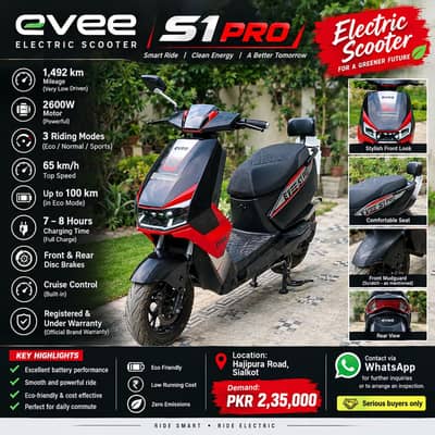 Evee S1 Pro Electric Scooter – Low ODO (1492 KM) – Under Warranty