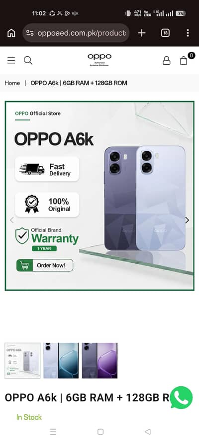Oppo A6k  6gb 128gb