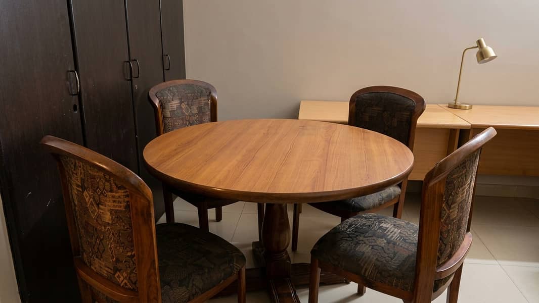 Round Solid Wood Frame Dining Table with 4 Chairs 1