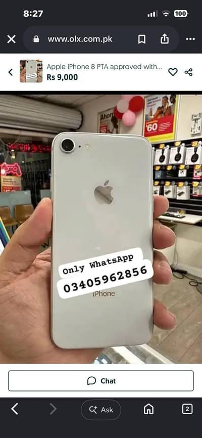 Apple iPhone 8 PTA approved with box farsal
