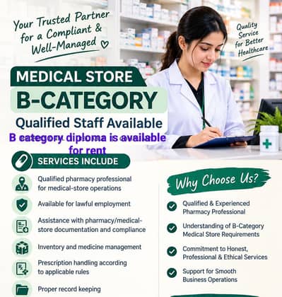 Medical store B category Diploma is Available