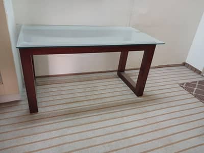 Wooden Table with 8mm Glass Top