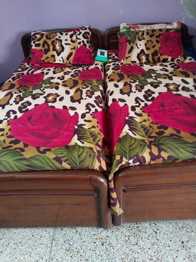 2 Single Bed with Foam Mattress