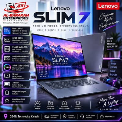 Lenovo Slim 7 Core i7 12th Gen H | 32GB DDR5 | 4GB Dedicated GPU | To