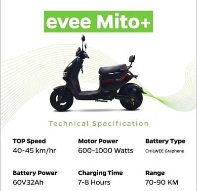 evee mito plus electric Scooty new condition 2026 model