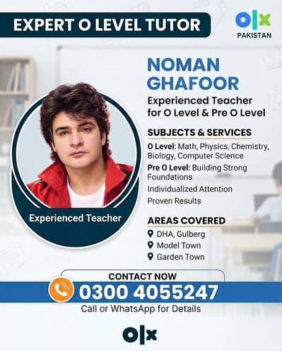 Home Tutor O Level and school studentsof all levels DHA, Cant, Gulberg
