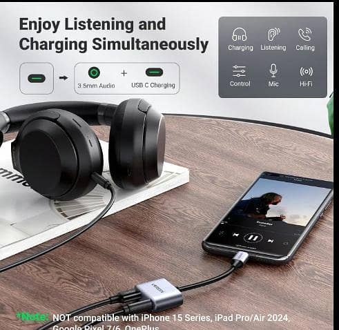UGREEN 60164 USB-C to Aux 3.5mm Audio With PD Adapter for PUBG Mobile / Free Fire, Earphone Converter with DAC Chip, PD QC Charging R5701