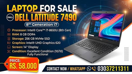 Dell Latitude 7490 Core i7 8th Gen | 8GB RAM | 256GB NVMe SSD