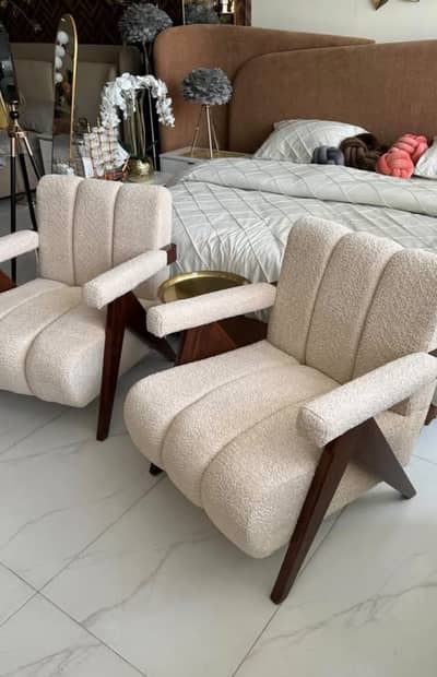 Luxury Chair Single Seater Premium Fabric Chair Custom Color Availabl