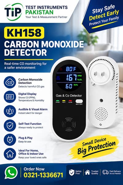 KH158 4-in-1 Carbon Monoxide and Natural Gas Detector In Pakistan