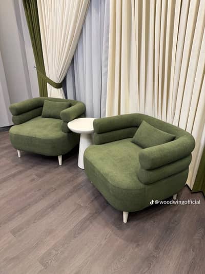 Luxury Chair Single Seater Premium Fabric Chair Custom Color Available