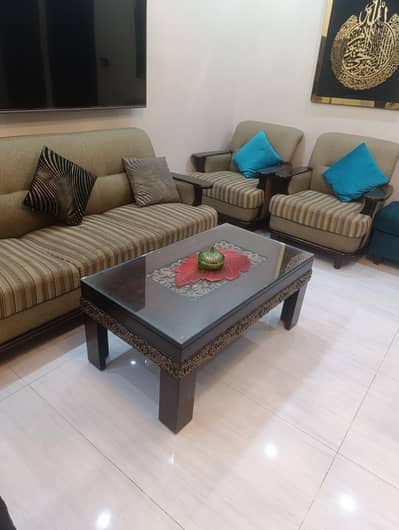 7 Seater Pure Sheesham Wood Sofa Set with Centre Table