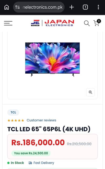 TCL 65 inch Pin packed LED Y6L model