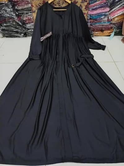 Black front close Abaya Nadia fabric new