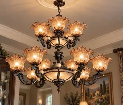 Elegant Vintage Double-Tier Chandelier Antique Style Statement Piece