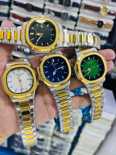 Patek Philippe watch in steel straps in different colours