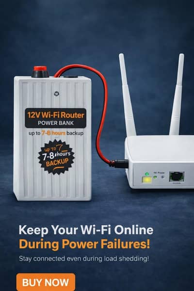 12V WiFi Power bank  – 4 to 6 Hours Battery Backup