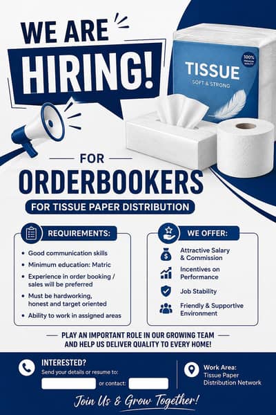 Need orderbooker in Peshawar
